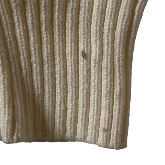 Mock Turtle Neck Sweater Women's Size L Long Sleeve Cream Cotton Wool Blend - Picture 6 of 8